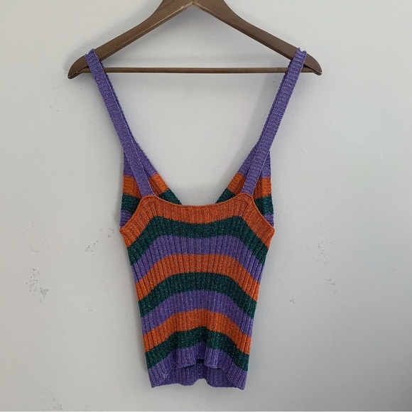 GANNI Tank Top Striped Metallic Knit - Picture 4 of 9